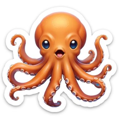 Cinematic Cute Yawning Octopus Portrait Emoji, Head tilted slightly with a dramatic, wide-open yawn, showcasing a plump, light orange body decorated with delicate blue rings and loosely draped arms with sleepy, half-closed eyes, Simplified yet irresistibly adorable features, highly detailed, glowing with a soft, cozy underwater glow, high shine, relaxed yet expressive, stylized with a hint of whimsical aquatic charm, soft glowing outline, capturing the essence of a drowsy yet affectionate octopus that appears ready to stretch and yawn its way out of the screen! sticker