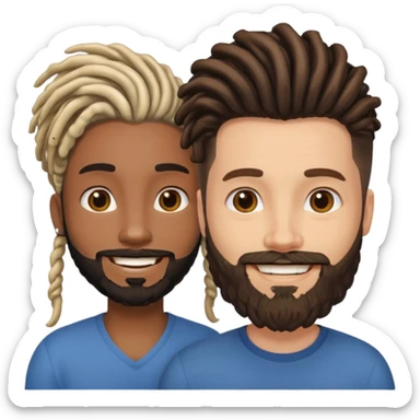 Couple emoji -WHITE with man with beard, BLACK FEMALEwith mid length locs sticker