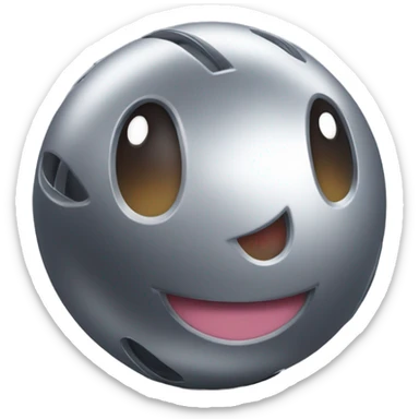 Gray Metal cute Kirby ball driving on 4 car wheels sticker