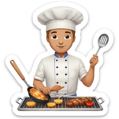 a man who cook in a barbecue sticker