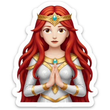 Minerva, Goddess of Wisdom from Gods and Goddesses with long red hair, ivory sequin outfit sticker