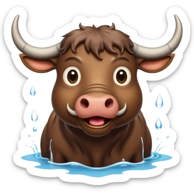 A funny water buffalo in the water  sticker