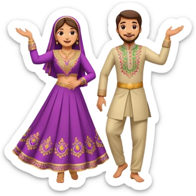 pakistani dancing man and woman modest full body no stomach on show sticker