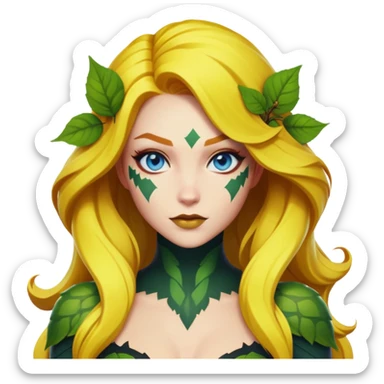 poison ivy fortnite skin blue eyes, yellow hair sticker