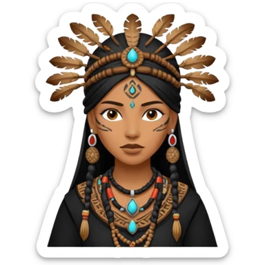shaman woman in black clothes sticker