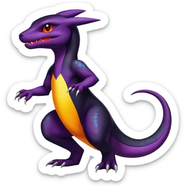 Shiny Salandit-Umbreon-Charmeleon-Fakémon-hybrid-creature (full body)  sticker
