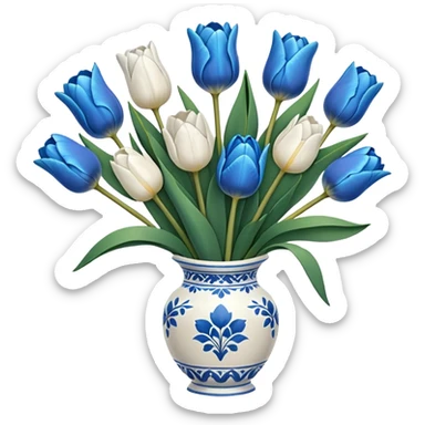 Blue and white tulip bouquet  sticker