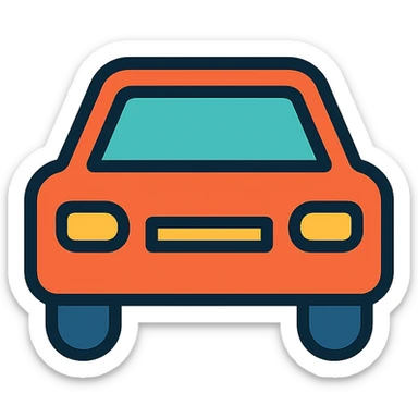 car, lineal color outlined icon style, black outlines with color fill, modern, friendly sticker