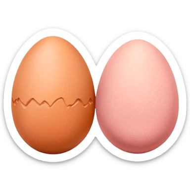 two skin tone peachy beige-pink egg shaped balls/spheres, both same size and same color, add a wrinkly skin texture to both.  sticker