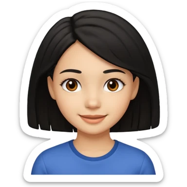 a girl that has black 3c hair textures and lightskin, It has brown eyes, a nose, lips, and it’s smiling. sticker