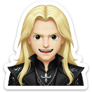 Alucard with long blonde hair, black sequin outfit sticker