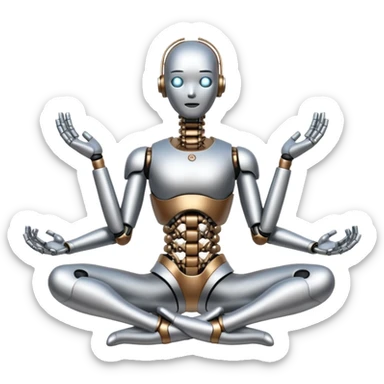 a stiff robot that tries to do yoga sticker