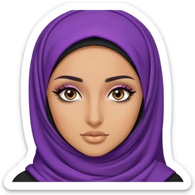 purple hijabi baddie,pretty, brown eyes, makeup, black eyeliner, long hair sticker