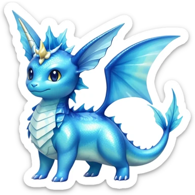 Shiny Exotic Colorful Ethereal Sparkly Vaporeon-Lapras-Amaura-Aurorus-Fakémon-hybrid-creature (full body)  sticker