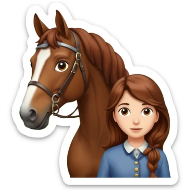 girl with brown hair leading a horse sticker