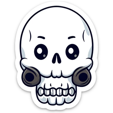 A cute, white-colored skull with soft, rounded features and a friendly expression, looking whimsical not frightening sticker