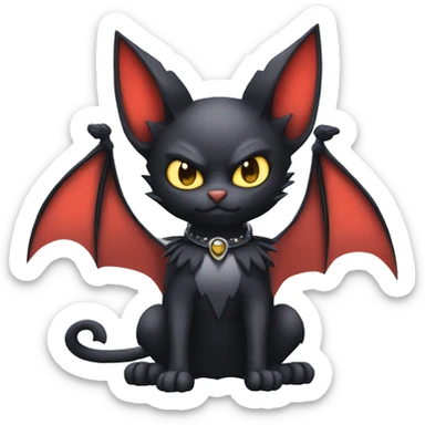 Black Cool Edgy Punk-Gothic Bat-winged Litten-Bat-cat-Fakemon full body sticker