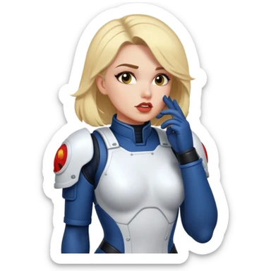 woman space marine in bodysuit whispering sticker