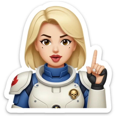 woman space marine crossed out middle finger and face with tongue out wink eye sticker