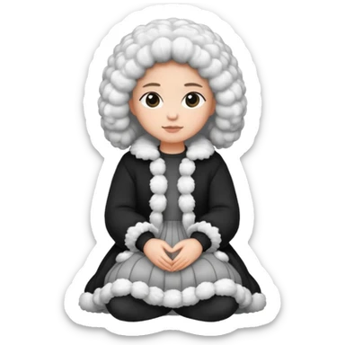 Barboncino seduto in bianco e nero con vestitino in maglia sticker