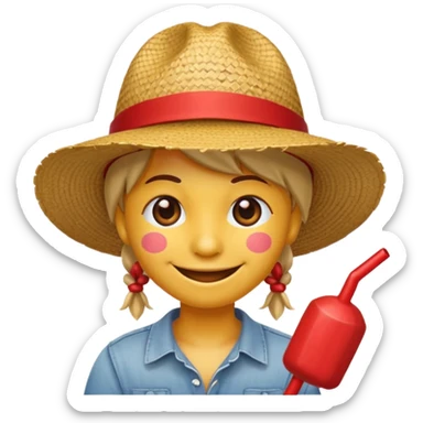 Fait moi cette emoji 🏴‍☠️ et rajoute sur la tête un chapeau de paille avec un fil rouge  sticker