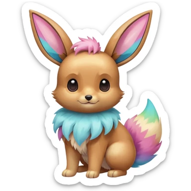 Kawaii Shiny Colorful Pastel Eevee Full Body sticker