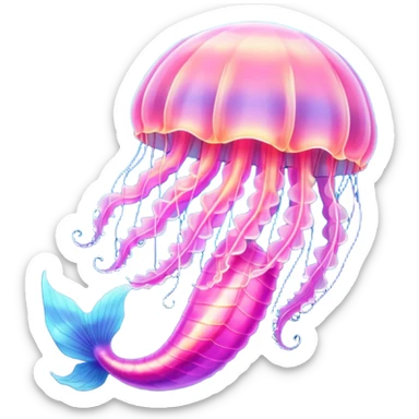 Jellyfish, mermaid pink sticker