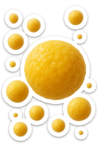 cellule di grasso gialle (adipociti) fluttuano in aria, iperrealistiche 4k sticker