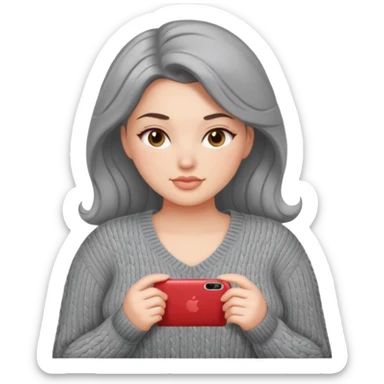 Design a woman’s grey sweater for a voluptuous woman. Just the sweater sticker