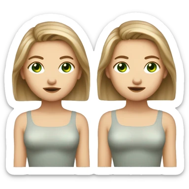 White girl with green eyes straight light brown hair shrugging her shoulders  sticker