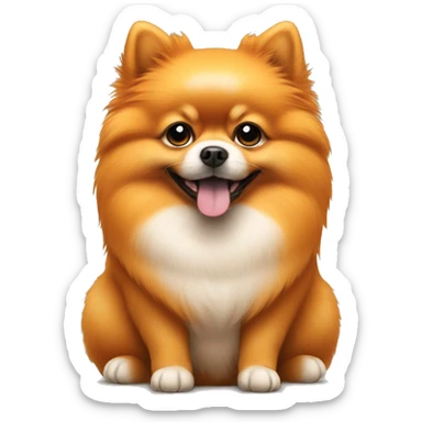 Orange pomeranian sitting with his toy  sticker