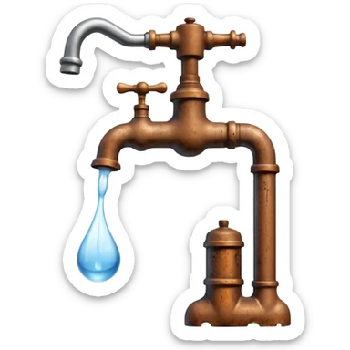 
water pouring from an OLD tap, 1980 sticker