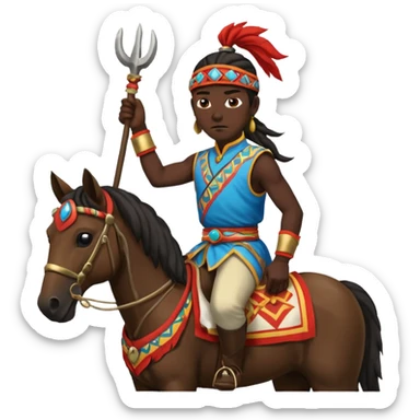 shaman riding horse wearing racing cloth black sticker