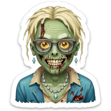zumbi com grillz de diamante, com nudread e óculos quadrado sticker