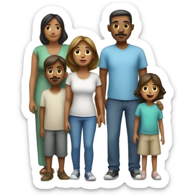 familia de papa, mama y dos niños sticker