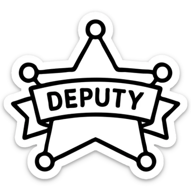 stylized star with banner sheriff's deputy rank emblem modern law enforcement badge sticker