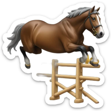 Cheval blanc qui saute un obstacle sticker
