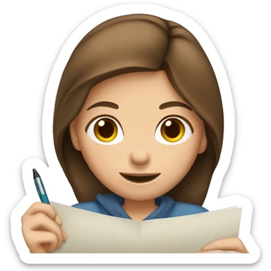 girl with brown hair writing or sending letter  sticker