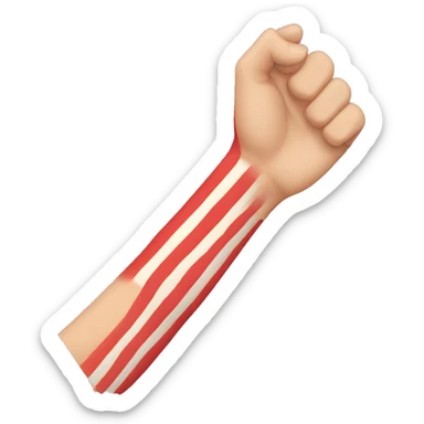Skinny arm with multiple parallel straight red stripes sticker