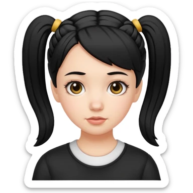 white girl with pig tails haircut black sticker
