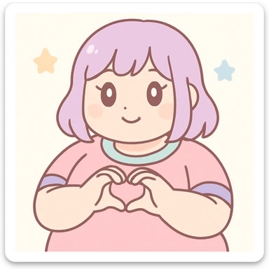 bbw anime girl making a heart gesture with her hands, anime style, warm and friendly vibe sticker