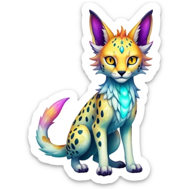 Epic Edgy Colorful ethereal eldritch Sergal-Serval-Fionbri sticker