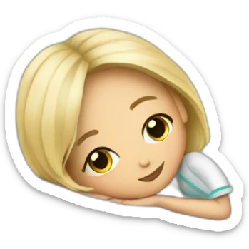 Girl whith shorth blonde hair in the bed of hospital sticker