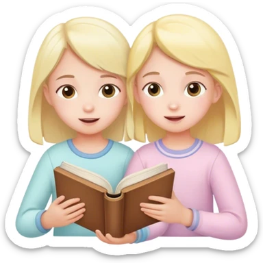 children in pastel clothes play with book sticker