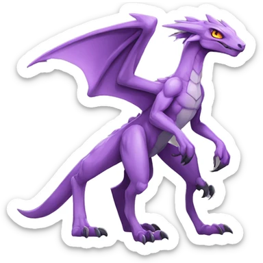 Mauve-violet-colored anthro genesect-raptor-dragonkin-scalie-sona-Fakémon-hybrid with a mane on head and back full body sticker
