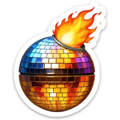 disco ball on fire sticker