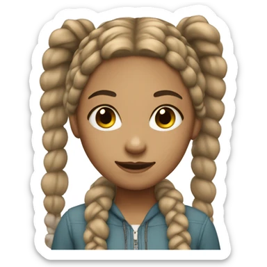 Light skin teenage girl with braids  sticker