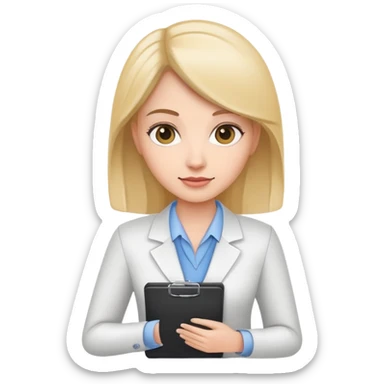 female HR manager holding clipboard sticker