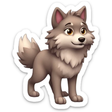 An full body furry anthropomorphic wolf in love rosy cheeks sticker