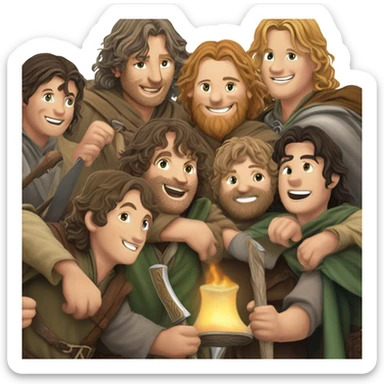 The fellowship of the ring celebrating sticker